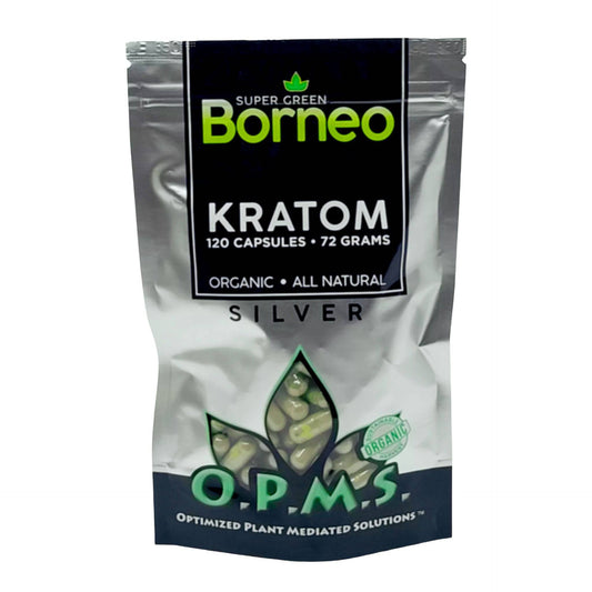 O.P.M.S. Super Green Borneo Silver Kratom Capsules